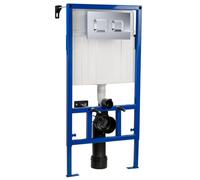 Hudson Reed Mid Height Concealed Cistern with Wall Frame and Dual Flush Plate with Square Buttons | Chrome | Stainless Steel | 520mm x 890mm x 208mm