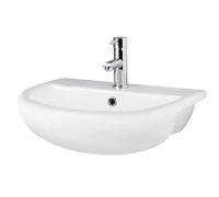 Hudson Reed Modern Bathroom Curved Semi Recessed Basin, 170mm x 500mm x 390mm, White, NCH305A