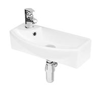 Hudson Reed NBV161 | Modern Bathroom Wall Hung Rectangular Vessel Sink, 120mm x 450mm, White