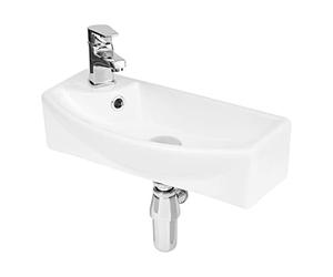 Hudson Reed NBV161 | Modern Bathroom Wall Hung Rectangular Vessel Sink, 120mm x 450mm, White