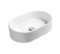 Hudson Reed NBV169 Modern Bathroom Round Countertop Vessel Sink Basin, 145mm x 565mm x 350mm, White