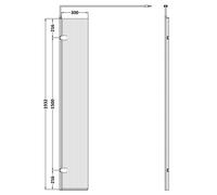 Hudson Reed Nuie Fluted Wetroom Swing Return Screen, Durable Toughened Safety Glass Wet Room Panel Screen In Chrome, 300 X 1950mm