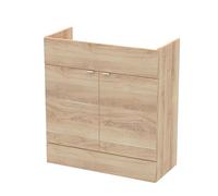 Hudson Reed OFF3009 Fusion Modern Bathroom Floor Standing 2 Soft Close Door Vanity Unit, 800mm, Bleached Oak