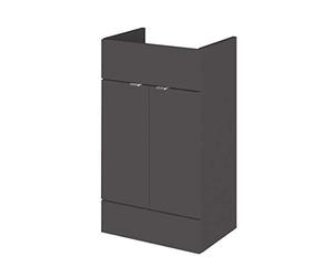 Hudson Reed OFF906 Fusion Modern Bathroom Floor Standing Vanity Unit with 2 Soft Close Doors, 500mm, Gloss Grey