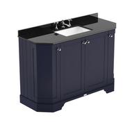 Hudson Reed Old London 1200mm Twilight Blue Floor Standing 4 Door Vanity Unit With Black Marble Top -Twilight Blue