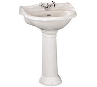 Hudson Reed Old London Chancery 600mm Basin & Pedestal 1 Tap Hole, Pedestal Bathroom Basin, White