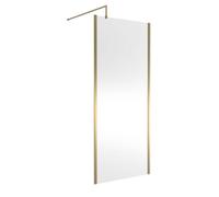 Hudson Reed Outer Framed Wetroom Screen, Brushed Brass Finish, Shower Shield Glass, 1950 X 900 X 1000