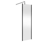 Hudson Reed 700mm Outer Framed Wetroom Screen With Support Bar - Matt Black