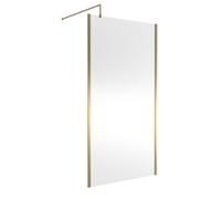 Hudson Reed WRSOBB11 Modern Bathroom Outer Framed Wall Fixed Wetroom Screen with Support Arm, 1100mm, Brushed Brass
