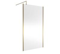 Hudson Reed WRSOBB12 Modern Bathroom Outer Framed Wall Fixed Wetroom Screen with Support Arm, 1200mm, Brushed Brass