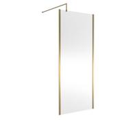 Hudson Reed 900mm Outer Framed Wetroom Screen With Support Bar - Brushed Brass