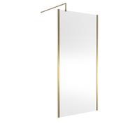 Hudson Reed 1000mm Outer Framed Wetroom Screen With Support Bar - Brushed Brass