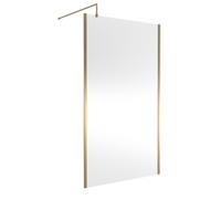Hudson Reed 1200mm Outer Framed Wetroom Screen With Support Bar - Brushed Brass