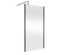 Hudson Reed 1100mm Outer Framed Wetroom Screen With Support Bar - Matt Black