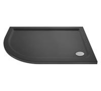Hudson Reed Pearlstone Left Hand Offset Quadrant Slimline Textured Grey Slate Effect Shower Tray, 1000 X 900 X 40mm