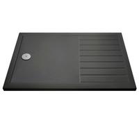 Hudson Reed Pearlstone Rectangular Walk-In Slimline Textured Grey Slate Effect Shower Tray, 1400 X 800 X 40mm
