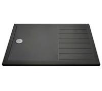 Hudson Reed Pearlstone Rectangular Walk-In Slimline Textured Grey Slate Effect Shower Tray, 1700 X 700 X 40mm