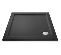 Hudson Reed Pearlstone Square Slimline Textured Grey Slate Effect Shower Tray & Corner Waste, 1000 X 1000mm X 40mm