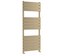 Hudson Reed Piazza Wall Hung Square Flat Towel Radiator, Durable Steel Built Designer Radiator In Brushed Brass, 1213 X 500mm