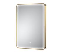 Hudson Reed Pictor Wall Hung Led Touch Sensor Mirror, Contemporary Rectangular Bathroom Mirror In Brushed Brass, 700X500mm