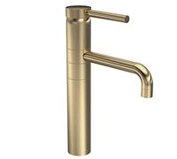 Hudson Reed PN870 Tec Lever Modern Bathroom Lever High Rise Mixer Tap with Swivel Spout, 315mm, Brushed Brass