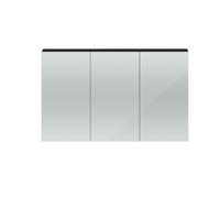 Hudson Reed Quartet Woodgrain 3 Door Mirrored Cabinet | Charcoal Black | Glass/MFC | 1350mm