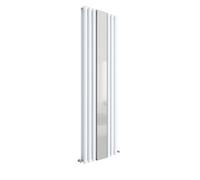 Hudson Reed Revive Wall Hung Double Panel Radiator With Mirror, Steel Built Designer Radiator In High Gloss White, 1800 X 499mm