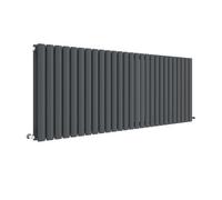 Hudson Reed Revive Wall Hung Horizontal Double Panel Radiator, Modern Designer Radiator In Anthracite Finish, 600 X 1572mm