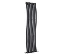 Hudson Reed Revive Wall Hung Wave Vertical Designer Radiator, Modern Radiator For Bathroom In Anthracite, 1785 X 413mm