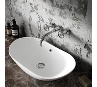 Hudson Reed TIW317 Revolution ǀ Modern Bathroom Industrial Inspired Wall Mounted Basin Mixer Tap with Two Round Handles, 113mm x 255mm, Chrome