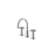 Hudson Reed Revolution Industrial 3 Tap Hole Basin Mixer Tap with Waste | Chrome | Brass | 130mm x 190mm