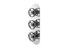 Hudson Reed Revolution Industrial Triple Concealed Thermostatic Shower Valve and Diverter with 3 Outlets | Chrome | Brass | 95mm x 280mm x 143mm