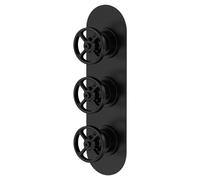 Hudson Reed Revolution Industrial Triple Concealed Thermostatic Shower Valve and Diverter with 3 Outlets | Matt Black | Brass | 80mm x 280mm x 145mm