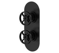 Hudson Reed Revolution Industrial Twin Concealed Thermostatic Shower Valve and Diverter with 2 Outlets | Matt Black | Brass | 80mm x 215mm x 143mm