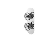 Hudson Reed Revolution Industrial Twin Concealed Thermostatic Shower Valve with 1 Outlet | Chrome | Brass | 80mm x 215mm x 143mm