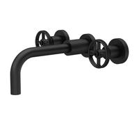 Hudson Reed Revolution Industrial Wall Mounted Basin Mixer Tap | Matt Black | Brass | 255mm x 113mm x 220mm