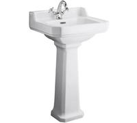 Hudson Reed Richmond 500 X 350mm 1-Tap White Vitreous China Basin With Comfort-Height Pedestal Ccr032