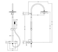 Hudson Reed A3530 Round Brass Thermostatic Bar Valve and Shower Kit with Single Function Handset, 1336mm, Chrome