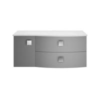 Hudson Reed Sarenna Wall Hung Vanity Unit with Right Hand Curved White Marble Worktop | Satin Dove Grey | MDF | 1000mm