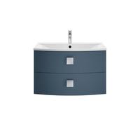 Hudson Reed Sarenna Wall Hung 2 Drawer Vanity Unit With Polymarble Basin 700Mm - Mineral Blue