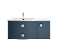Hudson Reed Sarenna Wall Hung Left Hand 2 Drawer 1 Door Vanity Unit With Polymarble Basin 1000Mm - Mineral Blue