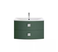 Hudson Reed Sarenna Wall Hung 2 Drawer Vanity Unit and Curved Basin | Satin Hunter Green | MFC | 700mm