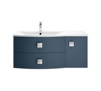 Hudson Reed Sarenna Wall Hung Left Hand 2 Drawer 1 Door Vanity Unit With Polymarble Basin 1000Mm - Mineral Blue
