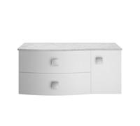 Hudson Reed Sarenna Wall Hung Left Hand 2 Drawer 1 Door Vanity Unit With Grey Marble Top 1000Mm - Moon White