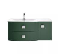 Hudson Reed Sarenna Wall Hung Vanity Unit with Left Hand Curved Basin | Satin Hunter Green | MFC | 1000mm