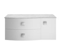 Hudson Reed Sarenna Wall Hung Left Hand 2 Drawer 1 Door Vanity Unit With Grey Marble Top 1000Mm - Moon White