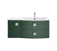 Hudson Reed Sarenna Wall Hung Vanity Unit with Right Hand Curved Basin | Satin Hunter Green | MFC | 1000mm