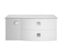 Hudson Reed Sarenna Wall Hung Vanity Unit with Right Hand Curved Grey Marble Worktop | Satin Moon White | MDF | 1000mm