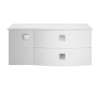 Hudson Reed Sarenna Wall Hung Vanity Unit with Right Hand Curved White Marble Worktop | Satin Moon White | MDF | 1000mm