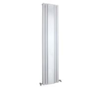 Hudson Reed Sloane Vertical Double Panel Designer Radiator With Mirror, Modern Radiator With Mirror In Satin White, 1800 X 381mm